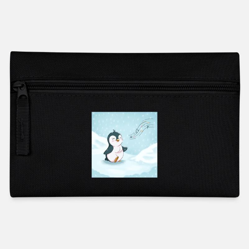 Mignon pingouin chantant dans la neige - Trousse - noir