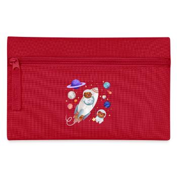 Dog and teddy bear explore space - Pencil Case - red - Front