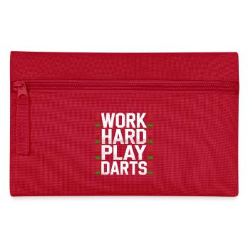 Work Hard Play Darts Dartspieler Dartsport - Federtasche - Rot - Vorne