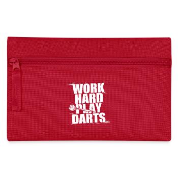 Work Hard Play Darts Dartspieler Dartsport - Federtasche - Rot - Vorne