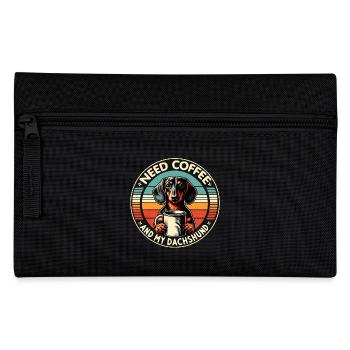 Brauche nur Kaffee und meinen Dackel - Federtasche - Schwarz - Vorne