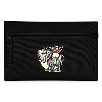 Lustiger Esel Cartoon Retro Aufkleber Design - Federtasche - Schwarz - Vorne