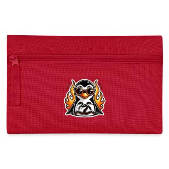 Cool Penguin on Fire Chill Vibes - Pencil Case - red - Front