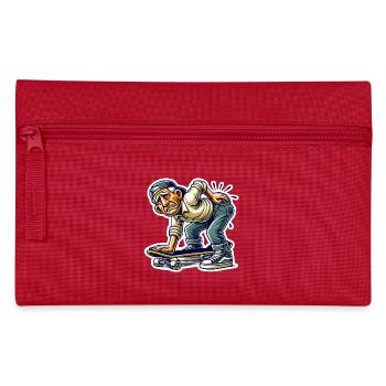 Funny Older Skater Cartoon Design - Pencil Case - red - Front