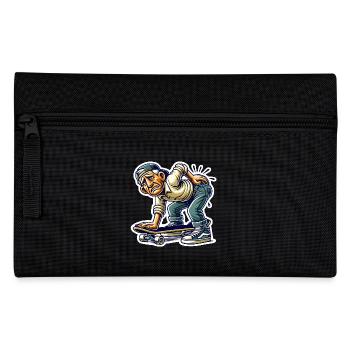 Funny Older Skater Cartoon Design - Pencil Case - black - Front