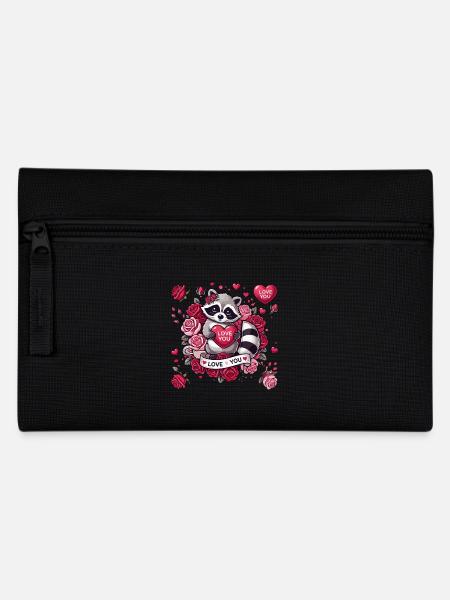Niedliches Waschbär Valentinstag Design - Federtasche - Schwarz