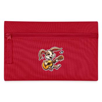 Rabbit plays guitar - Pencil Case - red - Front