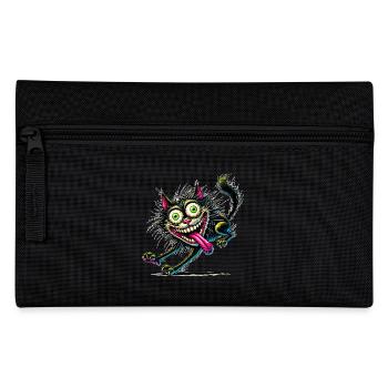 Chat fou style bande dessinée Motif animal drôle - Trousse - noir - Devant