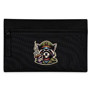 Waschbär Zigarre Soldat - Federtasche - Schwarz - Vorne
