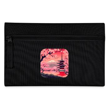 Asien Kirschblüte Tempel Urlaub - Federtasche - Schwarz - Vorne