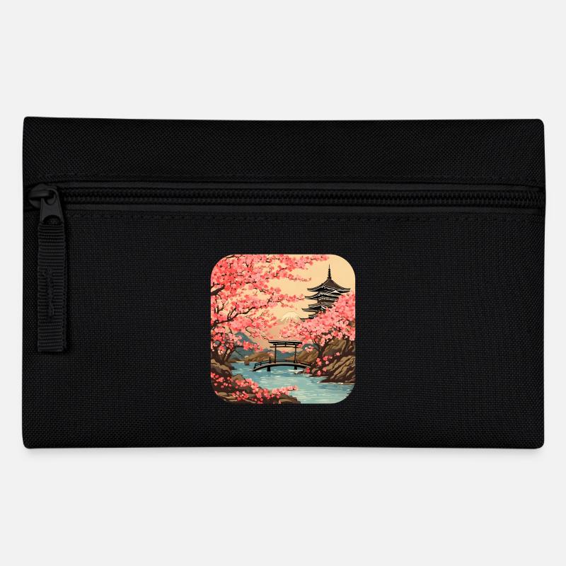 Tokio Tempel Kirschblüte Weltreise - Federtasche - Schwarz