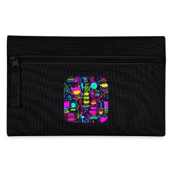 Neon Vintage Glow UV Style - Federtasche - Schwarz - Vorne