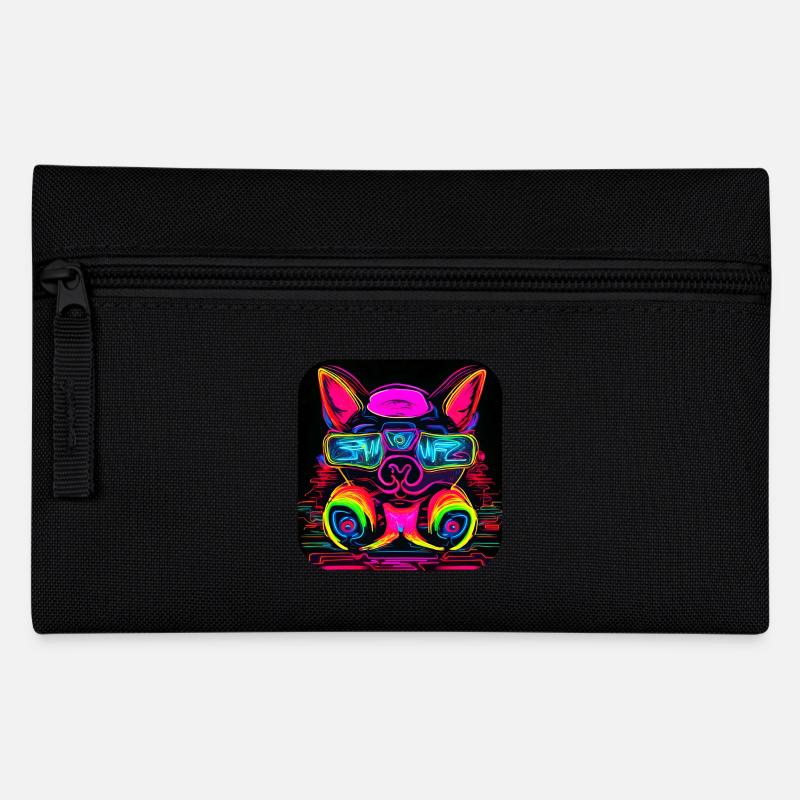 Neon UV Motiv Festival Trend Style - Federtasche - Schwarz