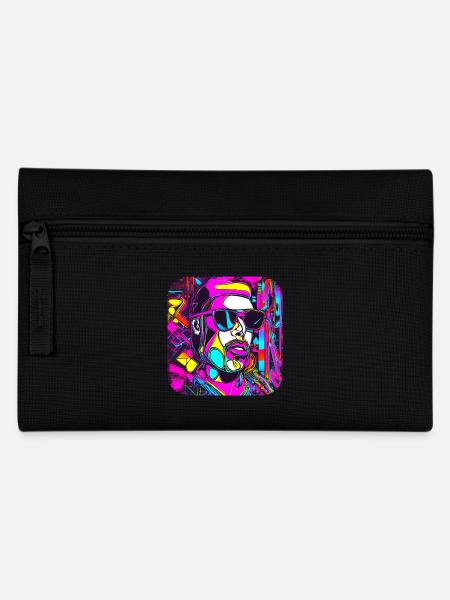 Neon Style UV Glow Party Trend - Federtasche - Schwarz