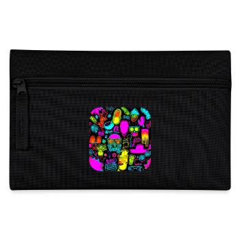 Neon Abstrakt Style Trend Glow Party - Federtasche - Schwarz - Vorne