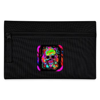 Neon Style Schädel Leuchtreklame Glow - Federtasche - Schwarz - Vorne