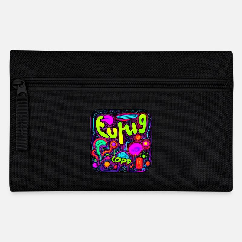 Neon Farben Leuchtend Stil UV - Federtasche - Schwarz