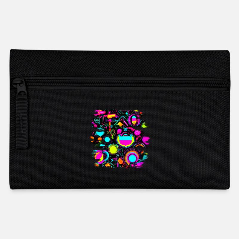 Neon Farben Leuchtend Stil UV - Federtasche - Schwarz