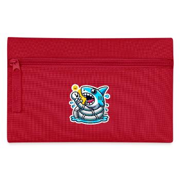 Funny Shark Bite Cartoon Sticker - Pencil Case - red - Front