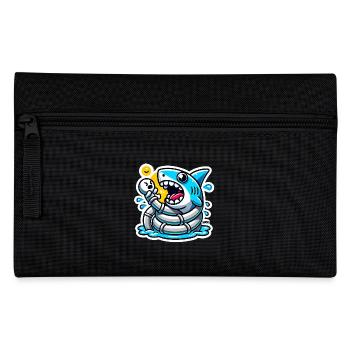 Lustiger Haibiss-Cartoon Sticker - Federtasche - Schwarz - Vorne