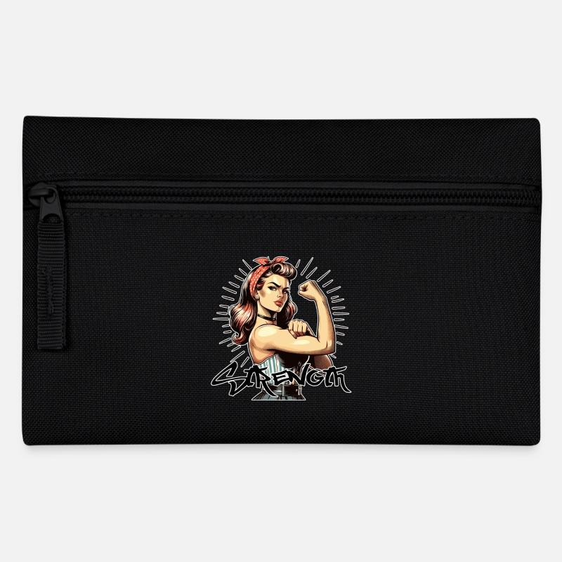 Stärke starke Frau Rockabilly Style Geschenk - Federtasche - Schwarz