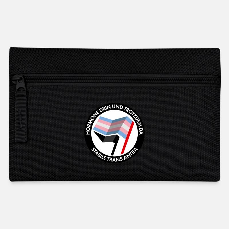 Hormone drin und trotzdm da – stabile trans Antifa - Federtasche - Schwarz