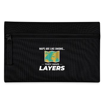 Map Layers GIS Cartography Geographic Data - Pencil Case - black - Front