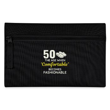 50th Birthday Comfortable Fashionable Slippers - Pencil Case - black - Front