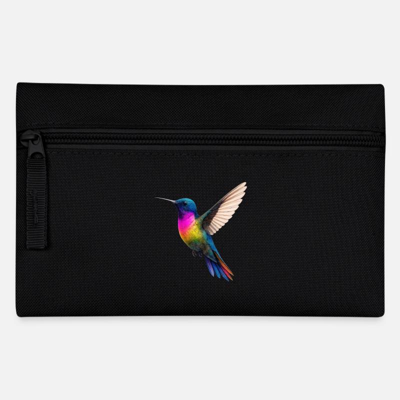 Vibrant Rainbow Hummingbird Design - Pencil Case - black