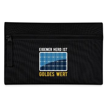 Eigener Herd ist Goldes Wert - Photovoltaik Sonne - Federtasche - Schwarz - Vorne
