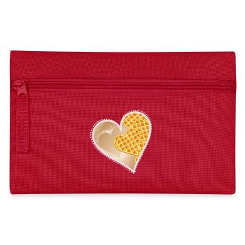 Heart waffles with powdered sugar and lace rim - Pencil Case - red - Front