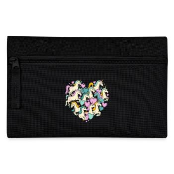 Unicorn Unicorns Heart Heart Shape Love Colorful Cute - Pencil Case - black - Front