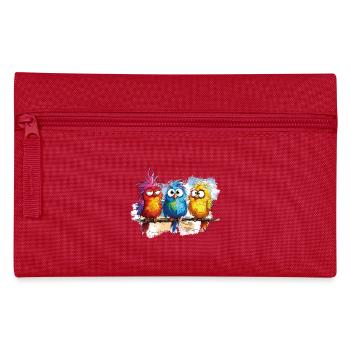 Colorful Birds Drawing Humor - Pencil Case - red - Front