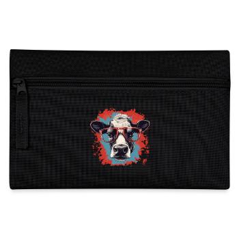 Cow with nerd glasses - Pencil Case - black - Front