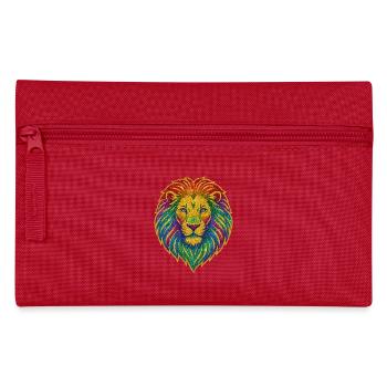 Regenbogenlöwe Glitzer-Motiv - Federtasche - Rot - Vorne