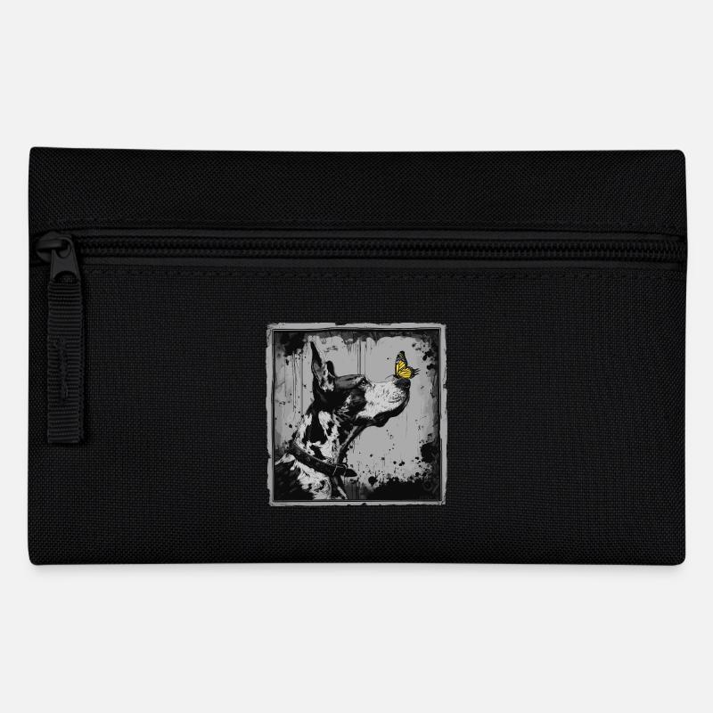 Lustige Dogge und Schmetterling - Federtasche - Schwarz