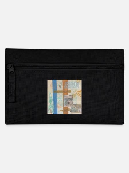 Abstrakte Collage - Federtasche - Schwarz