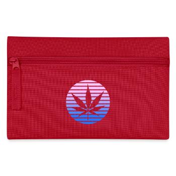Cannabis Hanfblatt Retro Sunset Vintage Stil - Federtasche - Rot - Vorne