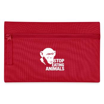 Stop Eating Animals – Chimpanzee Design - Pencil Case - red - Front