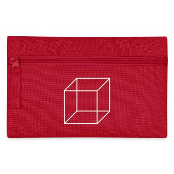 Geometric Wire Cube - Pencil Case - red - Front