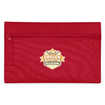 Barbecuing is religion – BBQ motif - Pencil Case - red - Front