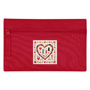 Patchwork Herz mit Garnen - Federtasche - Rot - Vorne