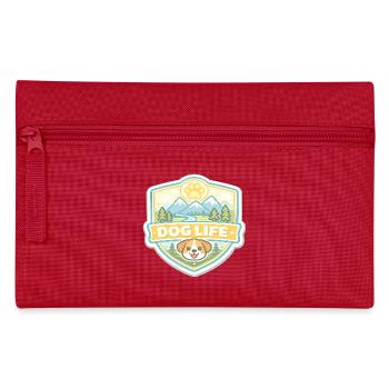 Dog Life Mountain Landscape Badge - Pencil Case - red - Front