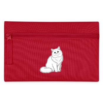 Weiße Katzen-Angora-Augen Minnows-Porträt Elegant - Federtasche - Rot - Vorne