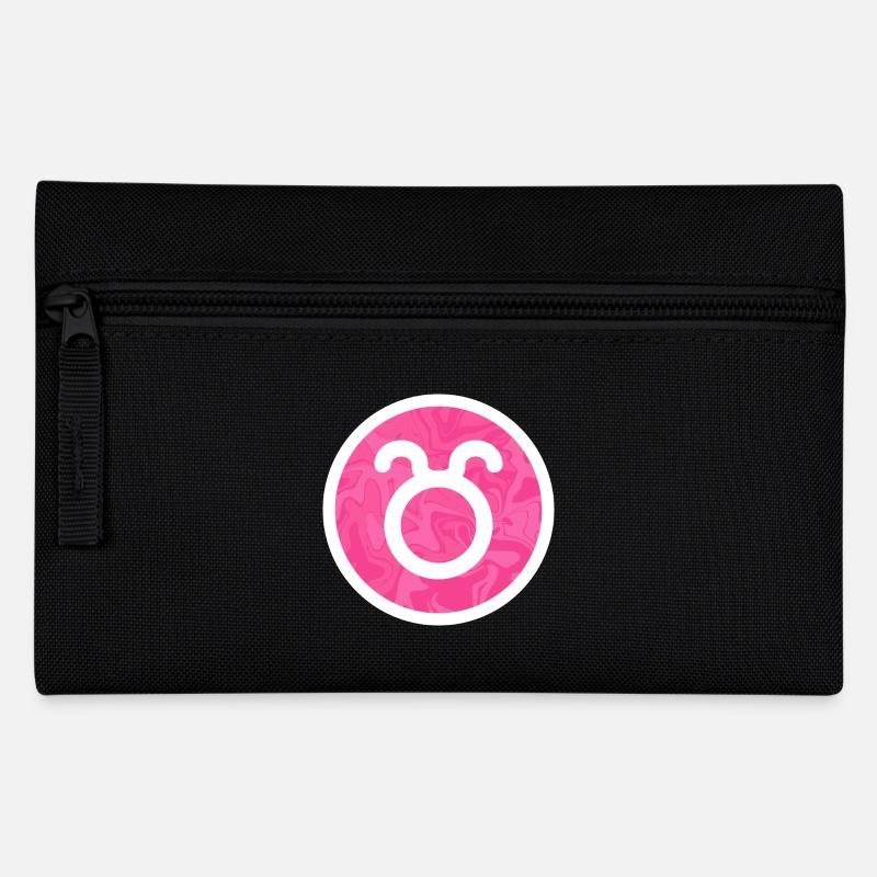 Signe du signe du Taureau : Symbole de marbre rose - Trousse - noir