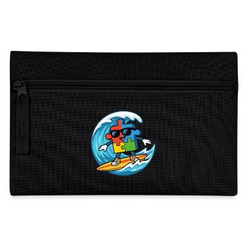 Cooles Surf-Puzzle-Maskottchen Sommerstrandkunst - Federtasche - Schwarz - Vorne