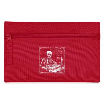Skeleton at the reading table bookworm bookworm - Pencil Case - red - Front