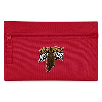 Top View Monster Carp – Bold Fishing Design - Pencil Case - red - Front