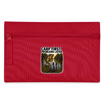 Carp First Problems Later Jumping Carp Design - Pencil Case - red - Front