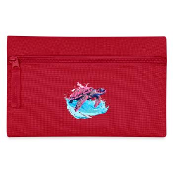 Wild pink sea turtle in wave - Pencil Case - red - Front